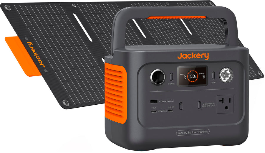 Jackery - Explorer 300 Plus  Portable Power Solar Generator + 40W S olar - Black_0