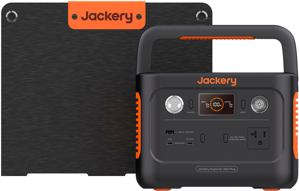 Jackery - Explorer 300 Plus  Portable Power Solar Generator + 40W S olar - Black_1