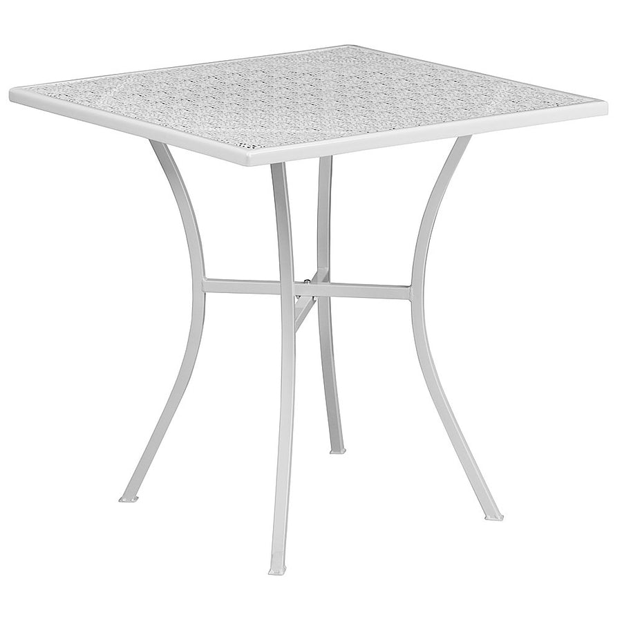 Flash Furniture - Oia 28" Square Indoor-Outdoor Steel Patio Table - Restaurant Seating - White_0