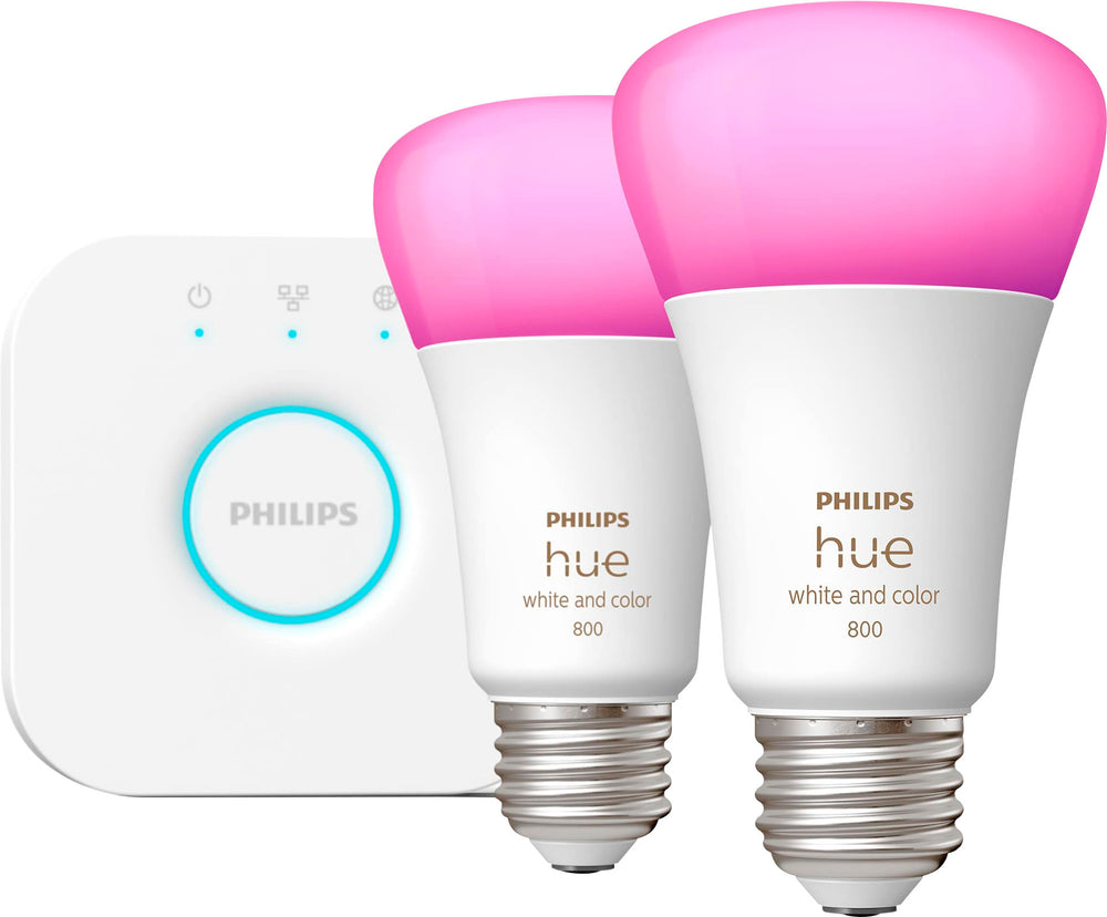Philips - Hue A19 Bluetooth 60W Smart LED Starter Kit - White and Color Ambiance_1