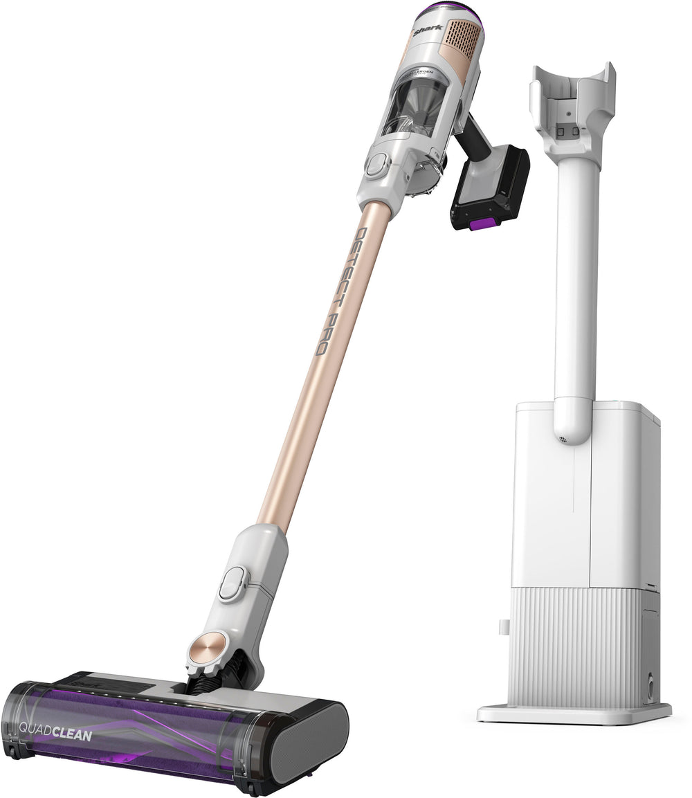 Shark - Detect Pro Auto-Empty System, Cordless Vacuum with QuadClean Multi-Surface Brushroll, HEPA Filter & 60-Minute Runtime - White/Beats Brass_1