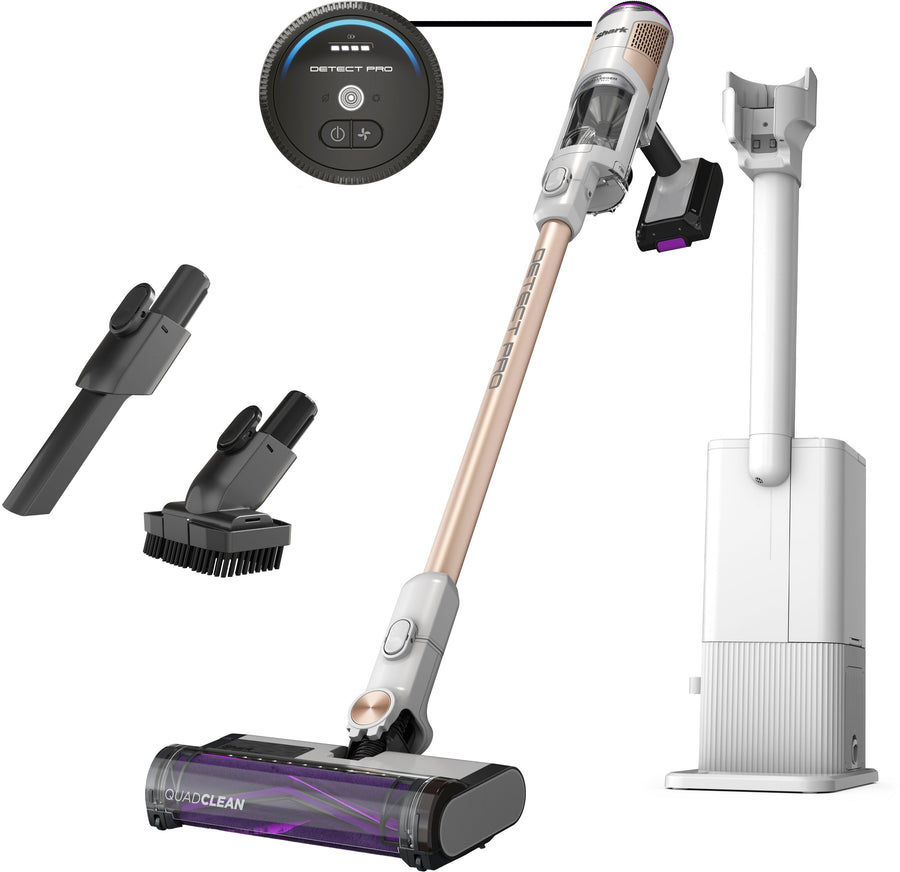 Shark - Detect Pro Auto-Empty System, Cordless Vacuum with QuadClean Multi-Surface Brushroll, HEPA Filter & 60-Minute Runtime - White/Beats Brass_0