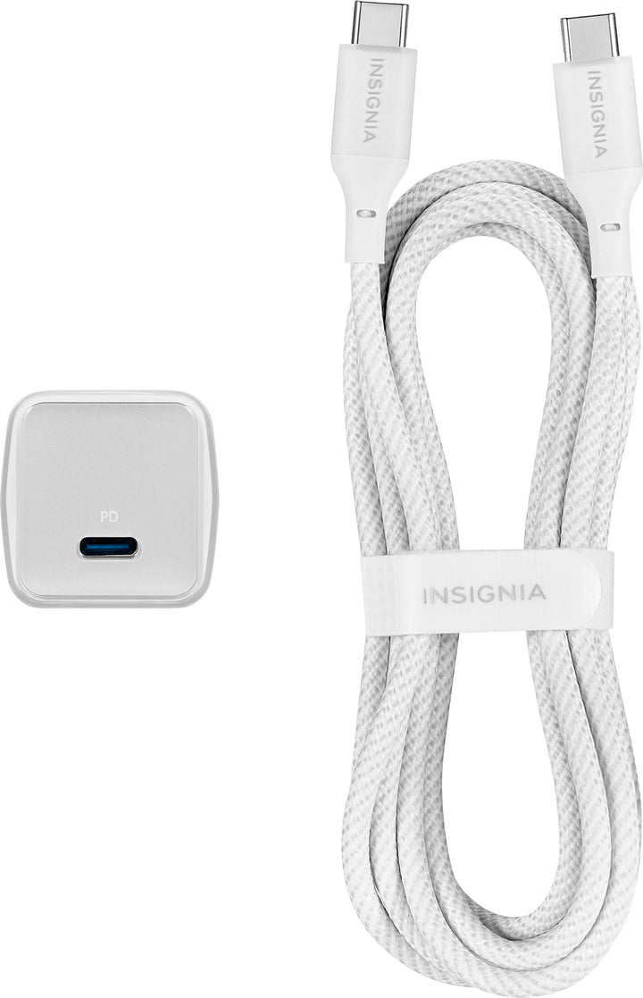 Insignia™ - 30W USB-C Foldable Compact Wall Charger Bundle with 6’ USB-C to C cable for Smartphones, Tablets and More - White_4