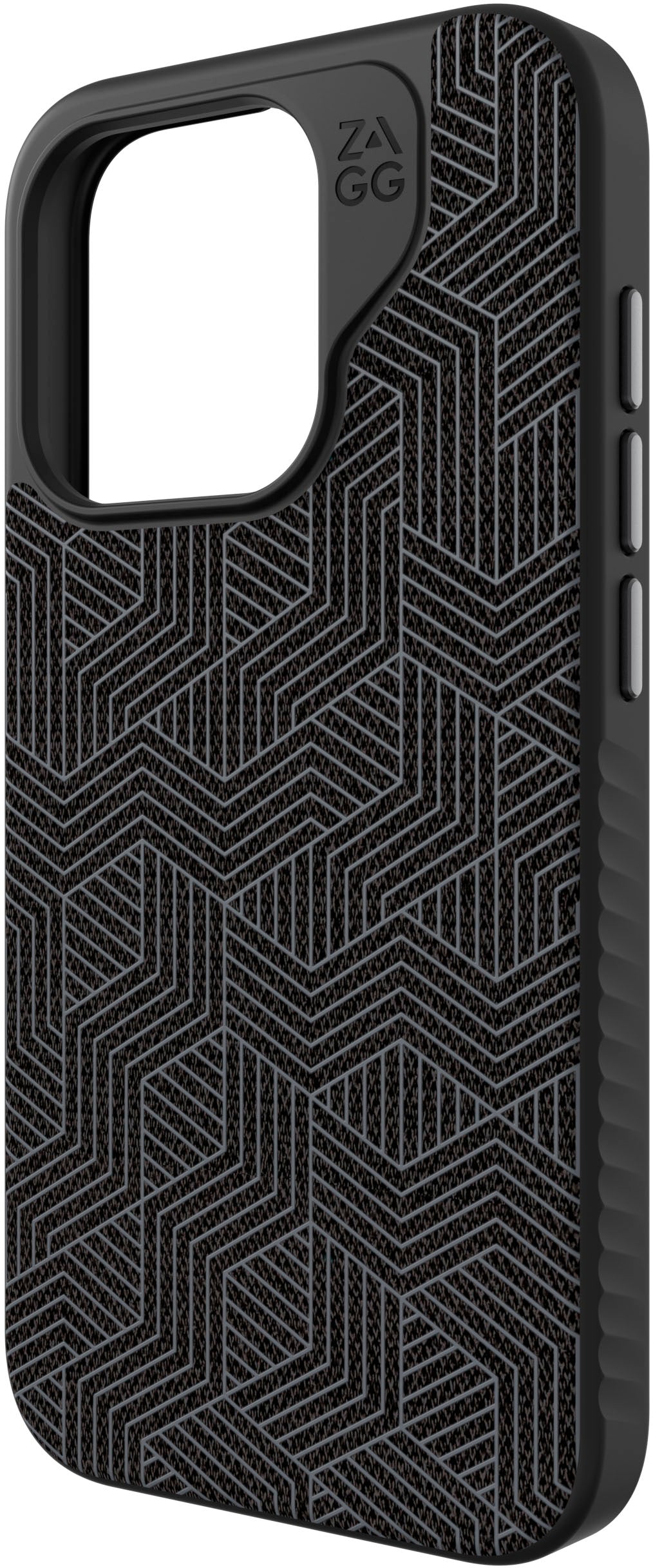 ZAGG - London Snap MagSafe Compatible Case with Stylish Fabric Exterior for Apple iPhone 15 Pro - Black_2