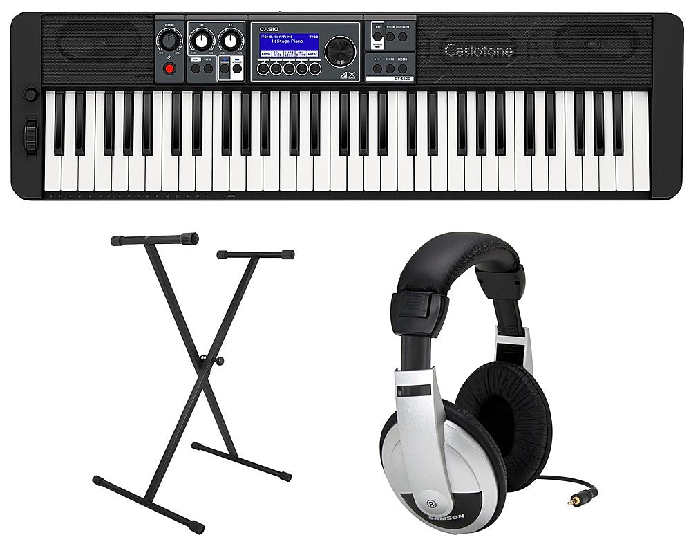 Casio CTS500 EPA 61 Key Keyboard with Stand, AC Adapter, Headphones, and Software - Black_0
