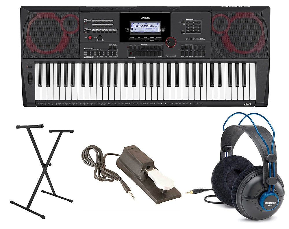 Casio CTX5000 Premium Pack with 61 Key Keyboard, Stand, AC Adapter, and Headphones - Black_0