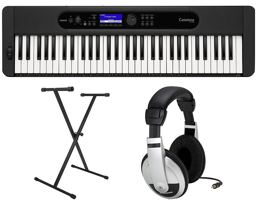 Casio CTS400 Premium Pack with 61 Key Keyboard, Stand, AC Adapter, and Headphones - Black_0