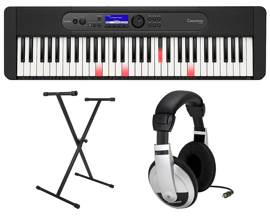Casio LKS450 Premium Pack with 61 Key Keyboard, Stand, AC Adapter, and Headphones - Black_0