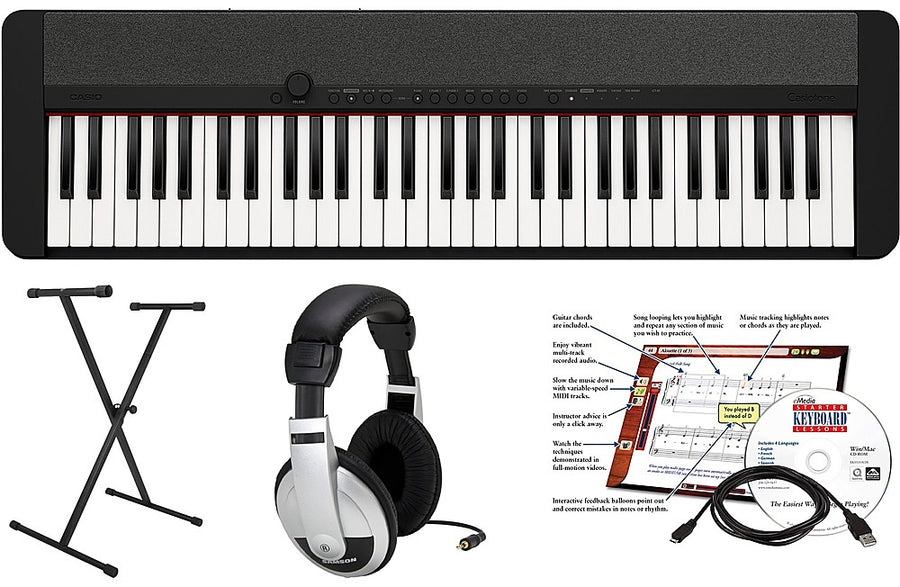 Casio CTS1BK EPA 61 Key Keyboard with Stand, AC Adapter, Headphones, and Software - Black_0