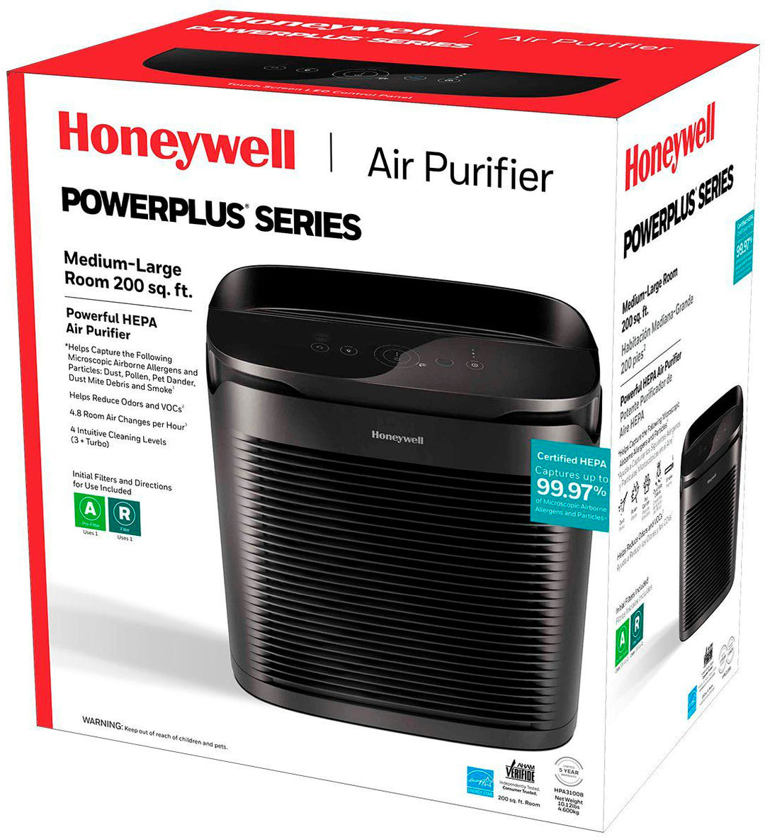 Honeywell PowerPlus HEPA Air Purifier, Medium/Large Rooms (200 sq. ft.) Black - Black_3