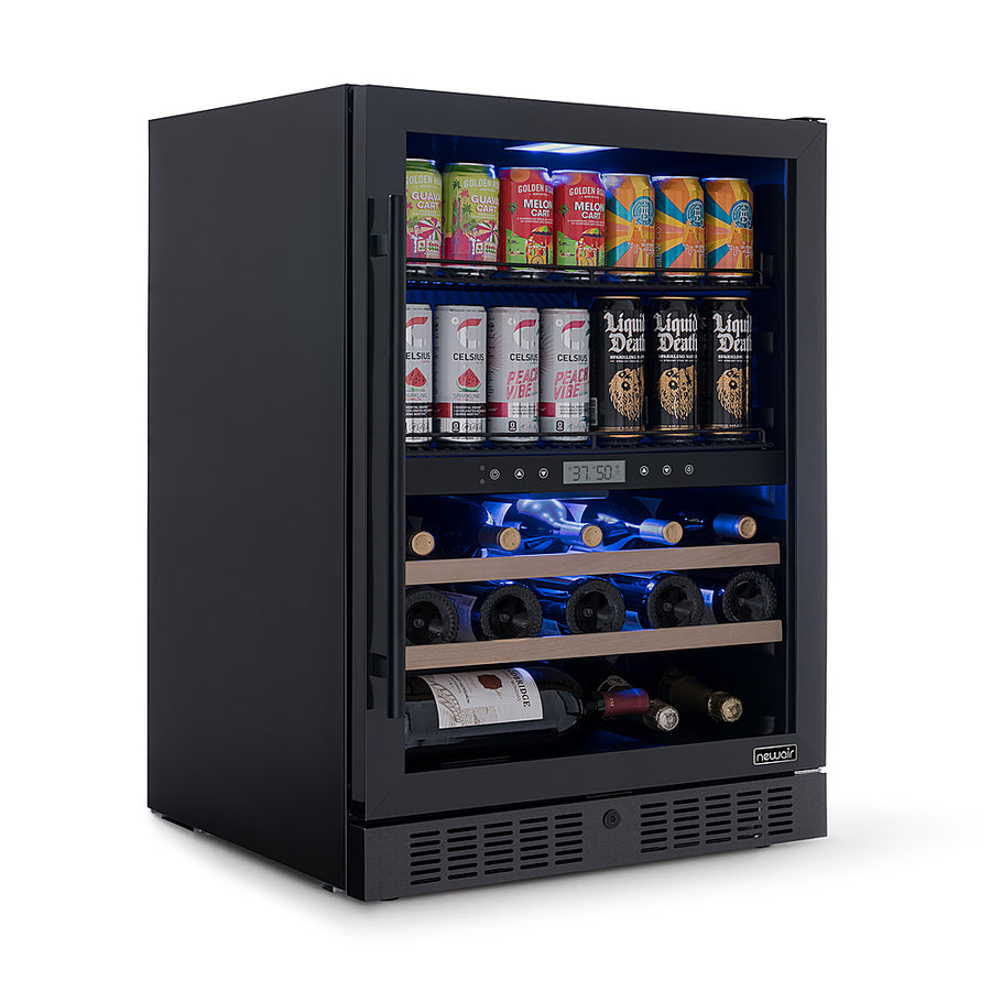NewAir - 24" 24 Bottle & 100 Can Wine and Bever Refrigerator with Splitshelf Adjustable Racks_0