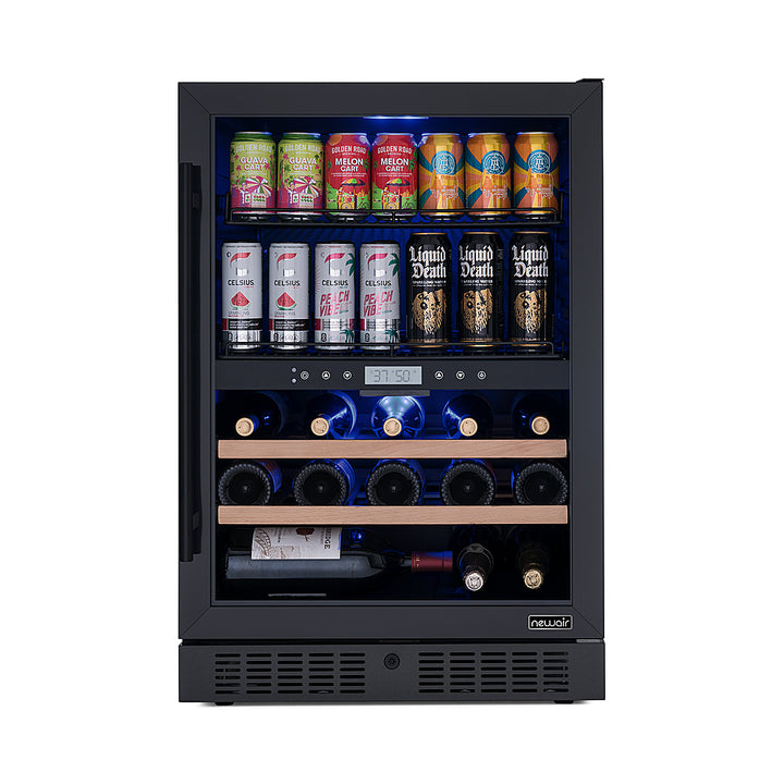 NewAir - 24" 24 Bottle & 100 Can Wine and Bever Refrigerator with Splitshelf Adjustable Racks_9