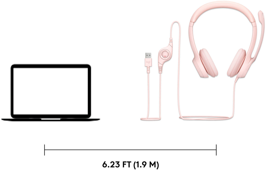 Logitech - H390 Wired USB On-Ear Stereo Headphones - Rose_1