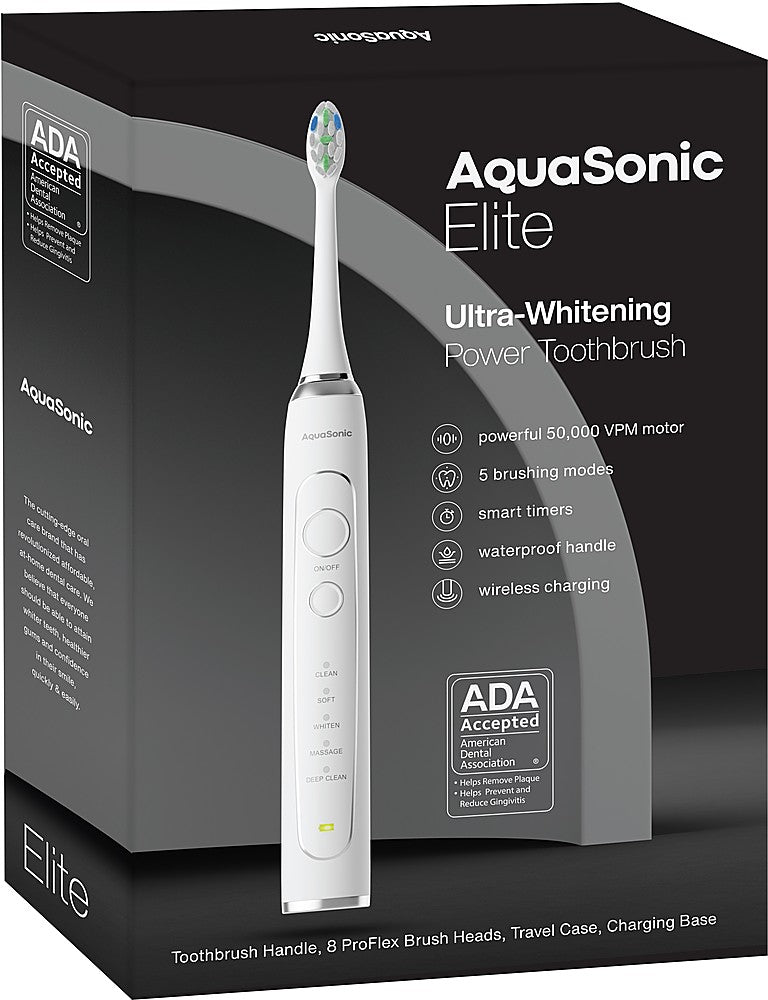 Aquasonic Elite Series Electric Toothbrush - White - White_0