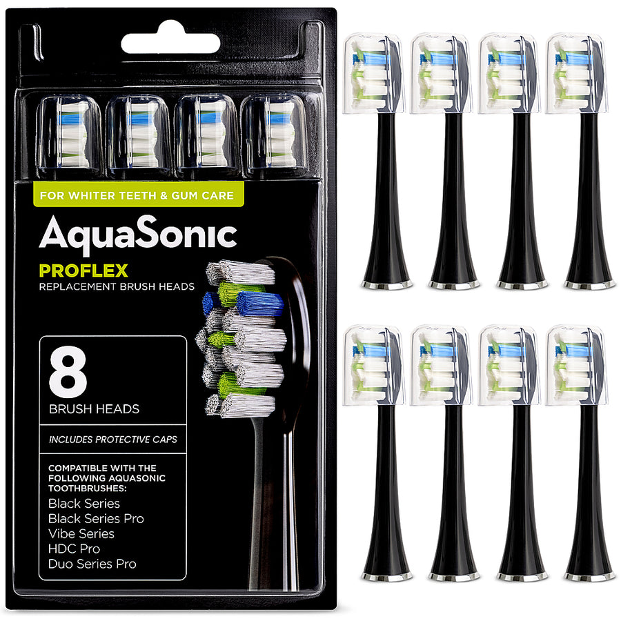 AquaSonic ProFlex Black Brush Heads - 8 Pack - black_0