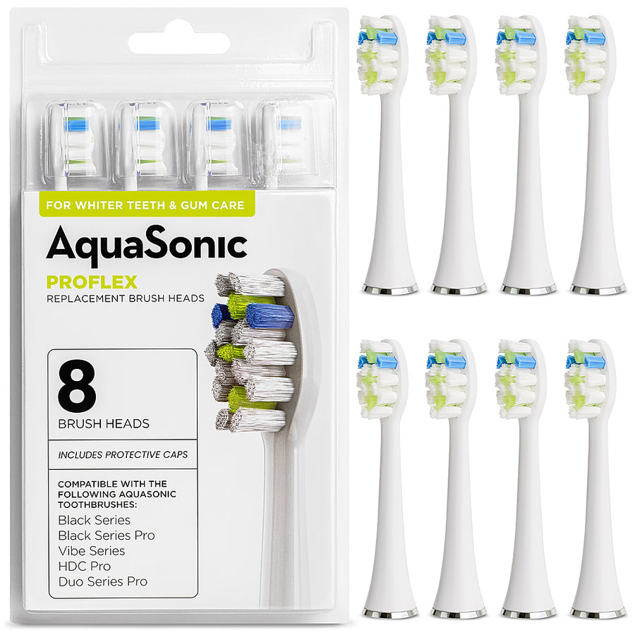 AquaSonic ProFlex White Brush Heads - 8 Pack - white_0