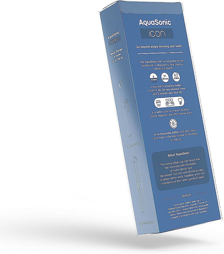 AquaSonic Icon Rechargeable Power Toothbrush | Magnetic Holder & Slim Travel Case - Navy - Navy_3