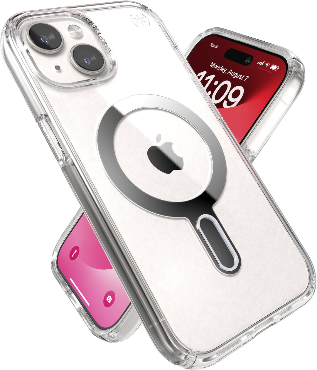 Speck - Presidio Perfect-Clear ClickLock Case with MagSafe for Apple iPhone 15/14/13 - Clear/Chrome_6