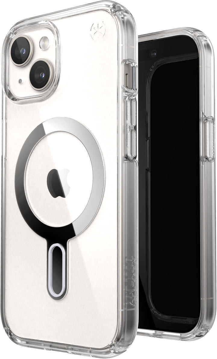 Speck - Presidio Perfect-Clear ClickLock Case with MagSafe for Apple iPhone 15/14/13 - Clear/Chrome_5