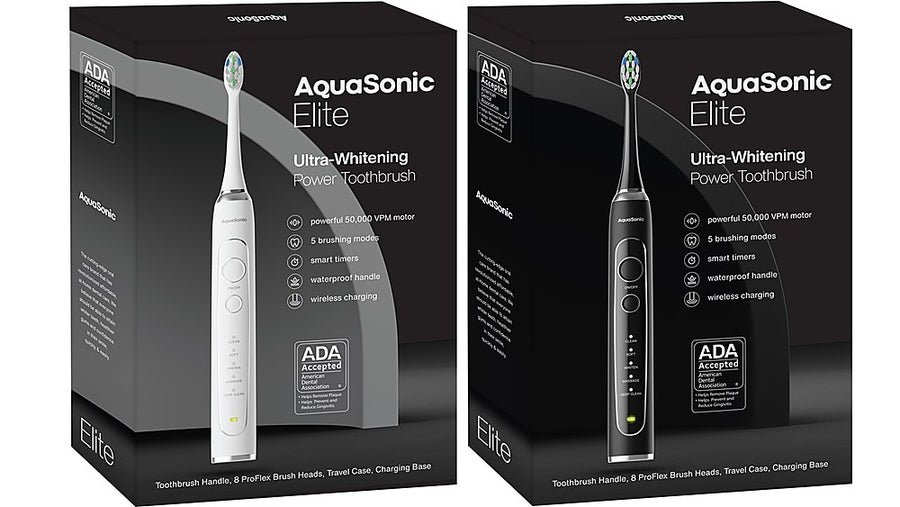 AquaSonic Elite Duo Series Electric Toothbrush Set - White and Black_0