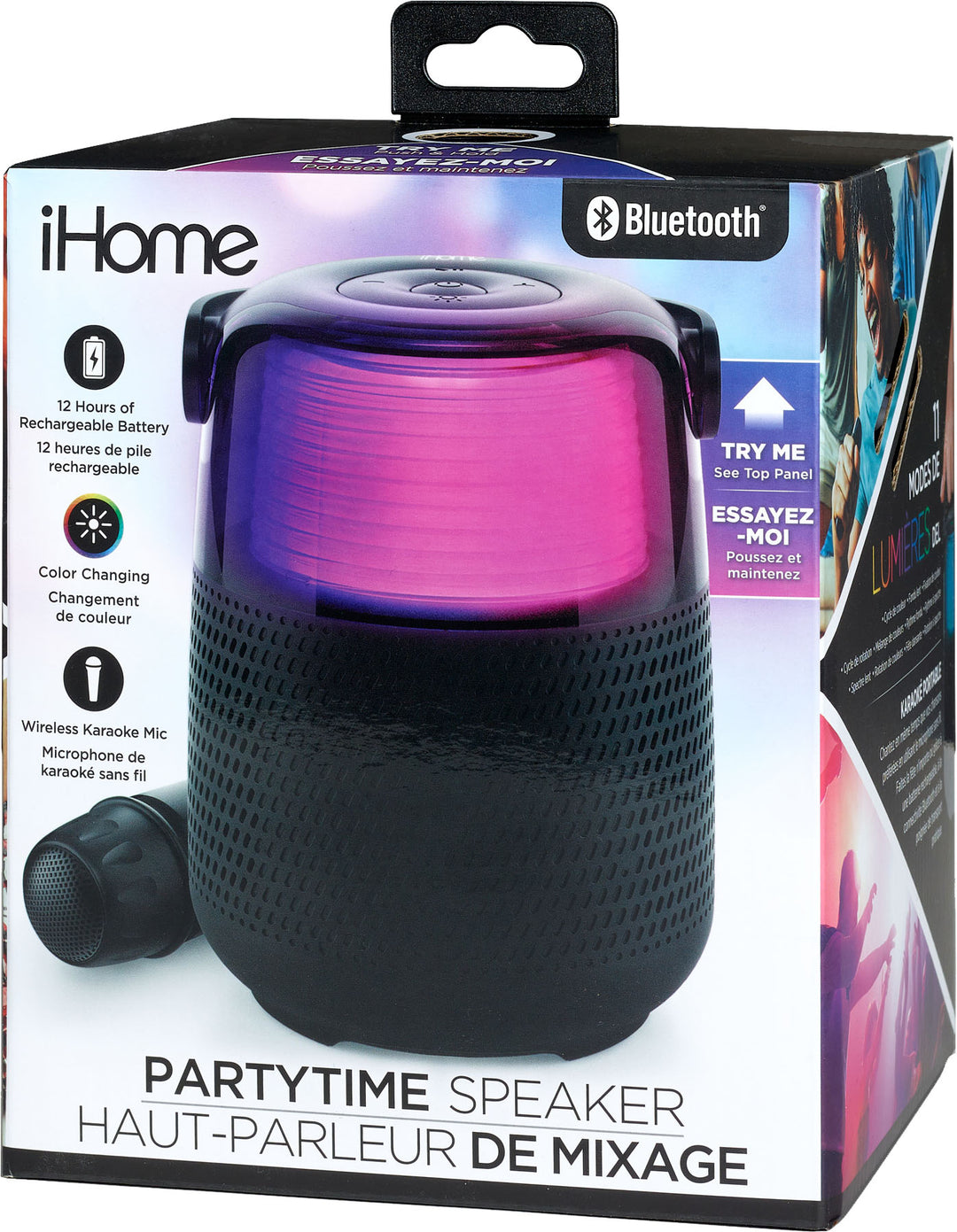 iHome - Bluetooth Color Changing Party Speaker with Wireless Microphone - Black_2