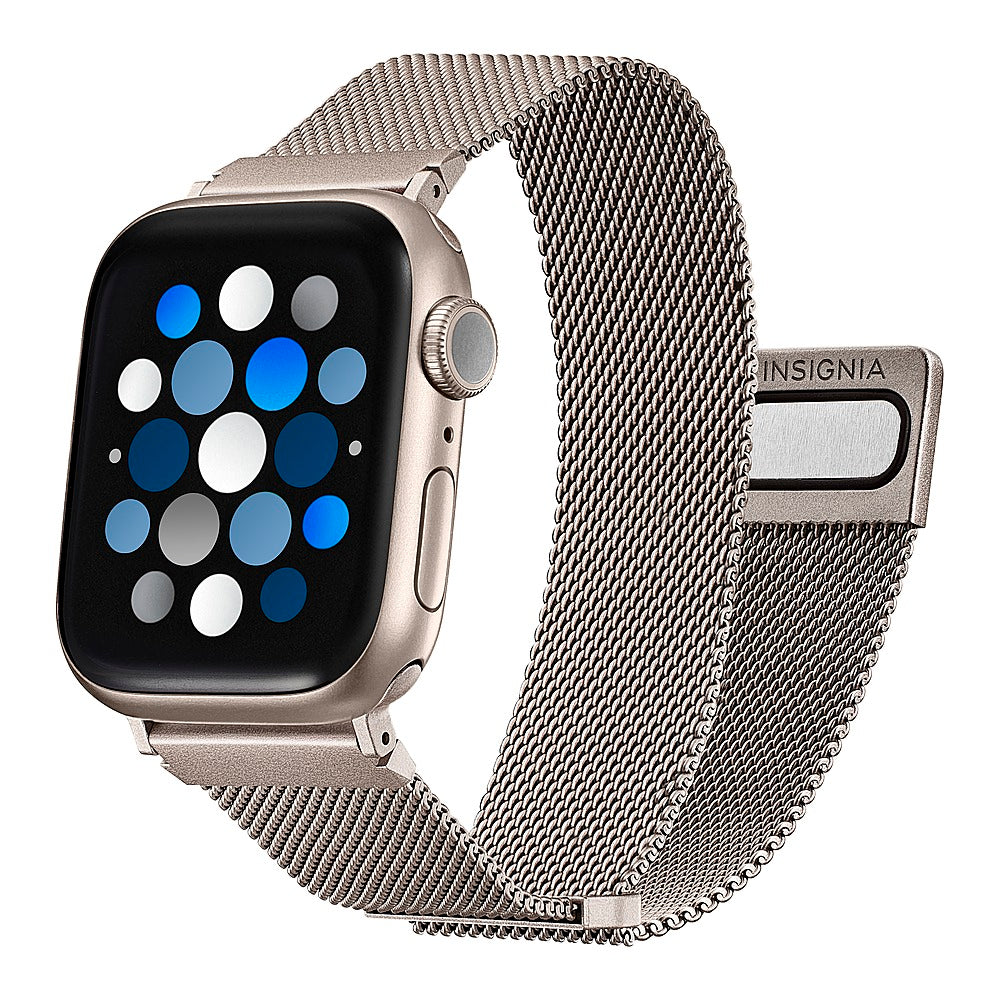 Insignia™ - Stainless Steel Mesh Band for Apple Watch 38mm, 40mm and 41mm (All Series) - Champagne_1