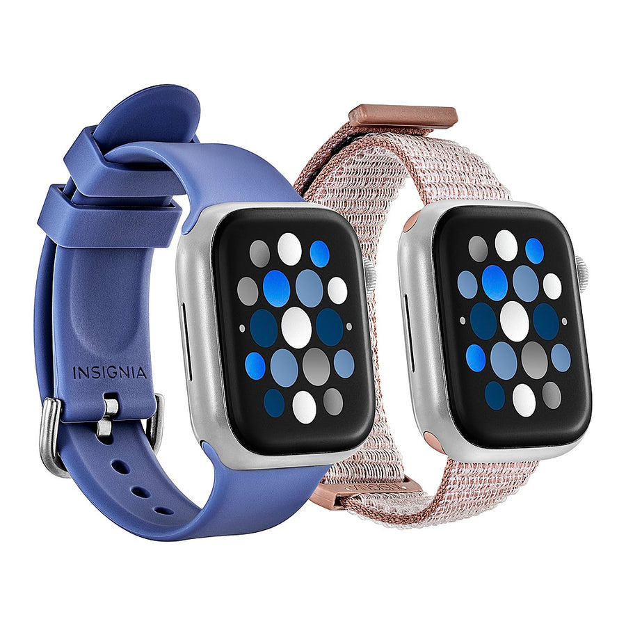 Insignia™ - Silicone and Nylon Bands for Apple Watch 38mm, 40mm and 41mm (2-Pack) - Indigo/Mauve_0