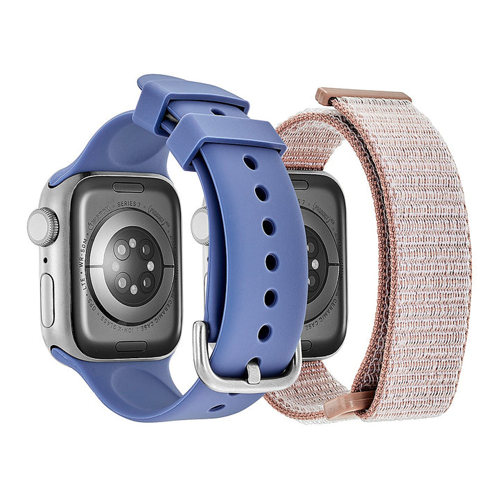 Insignia™ - Silicone and Nylon Bands for Apple Watch 38mm, 40mm and 41mm (2-Pack) - Indigo/Mauve_3