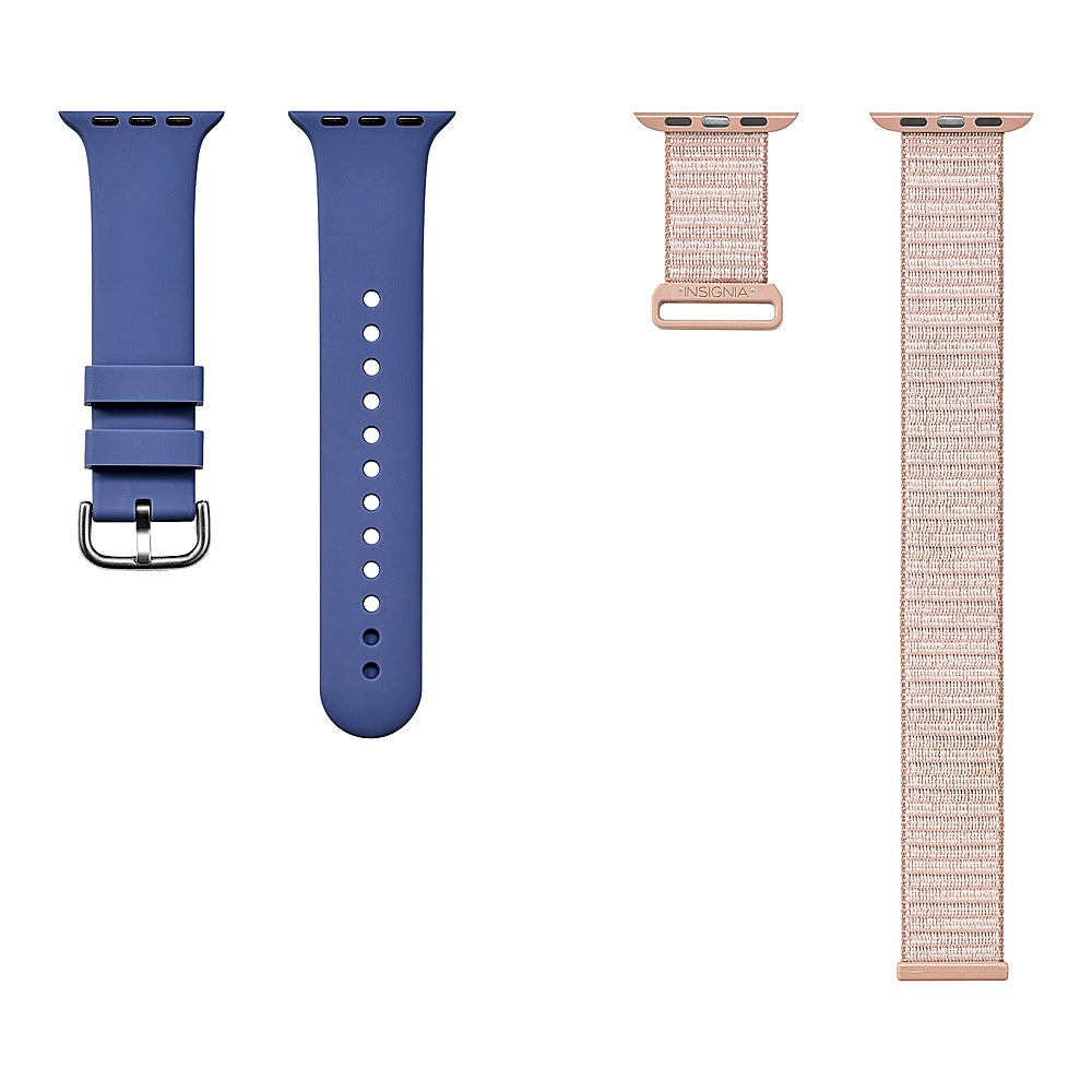 Insignia™ - Silicone and Nylon Bands for Apple Watch 38mm, 40mm and 41mm (2-Pack) - Indigo/Mauve_2