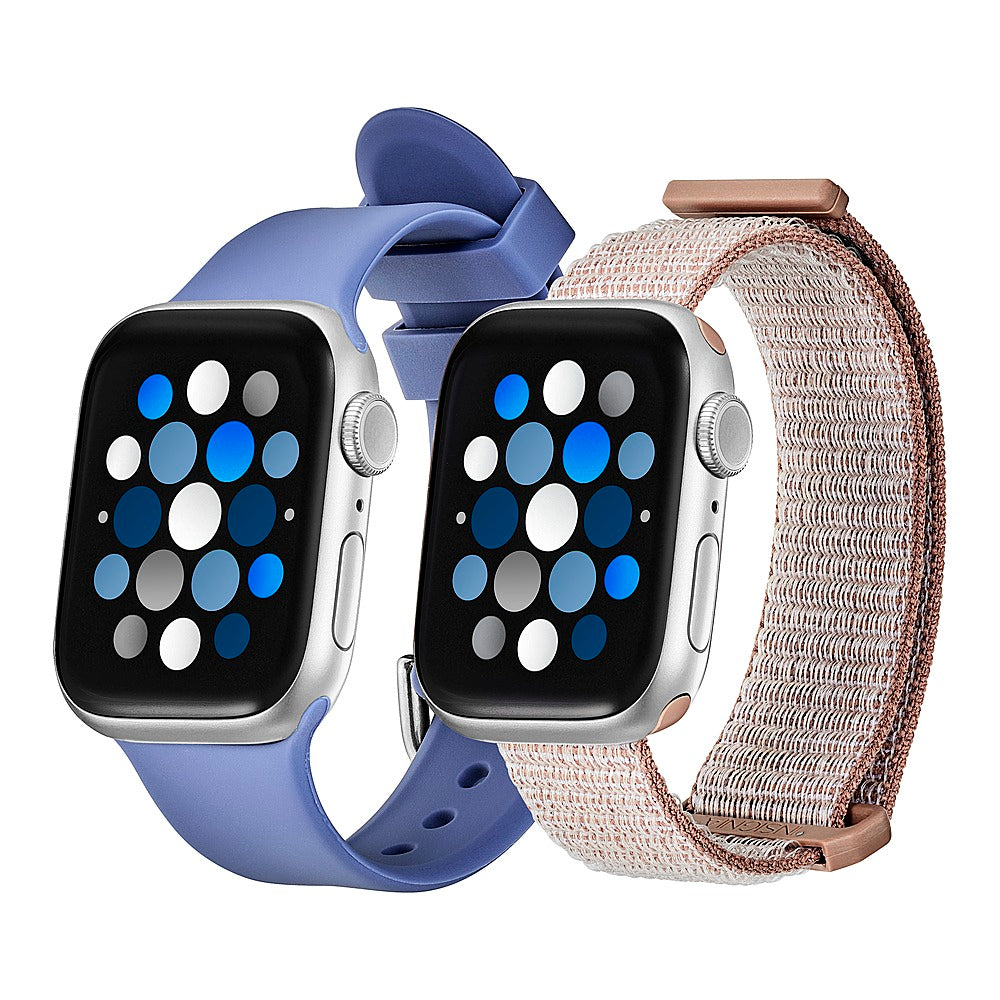 Insignia™ - Silicone and Nylon Bands for Apple Watch 38mm, 40mm and 41mm (2-Pack) - Indigo/Mauve_1