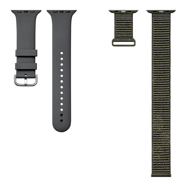 Insignia™ - Silicone and Nylon Bands for Apple Watch  42mm, 44mm, 45mm and Apple Watch Ultra 49mm (2-Pack) - Gray/Olive Green_2