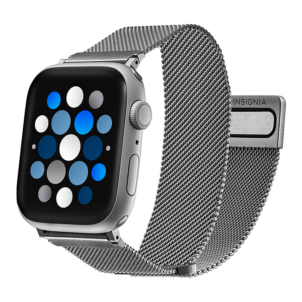 Insignia™ - Stainless Steel Mesh Band for Apple Watch 42mm, 44mm, 45mm and Apple Watch Ultra 49mm (All Series) - Silver_1