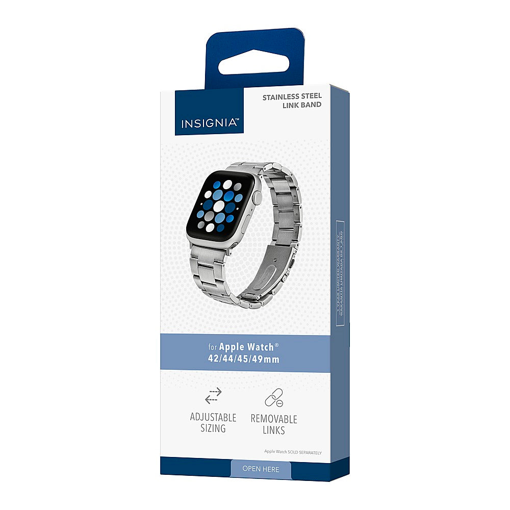 Insignia™ - Stainless Steel Link Band for Apple Watch 42mm, 44mm, 45mm and Apple Watch Ultra 49mm (All Series) - Silver_3