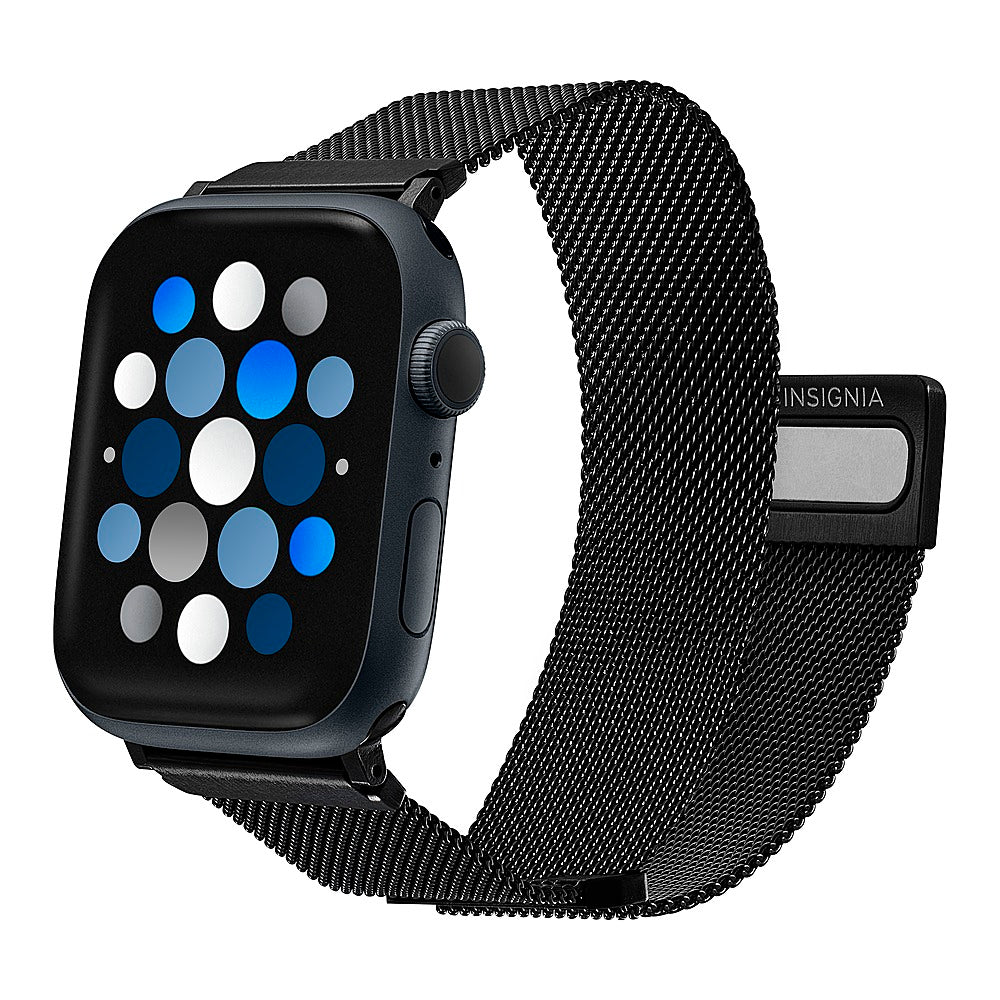 Insignia™ - Stainless Steel Mesh Band for Apple Watch 42mm, 44mm, 45mm and Apple Watch Ultra 49mm (All Series) - Midnight Aluminum_1