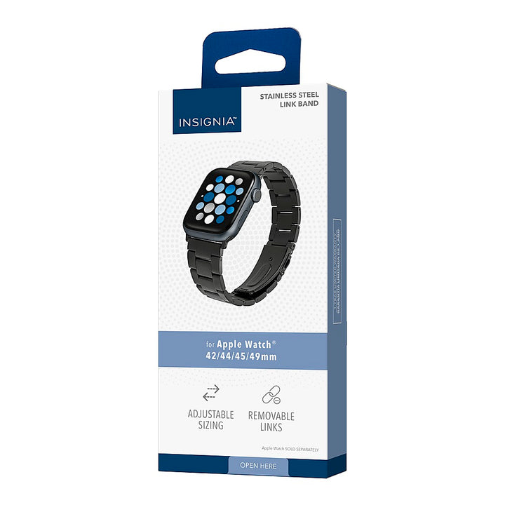 Insignia™ - Stainless Steel Link Band for Apple Watch 42mm, 44mm, 45mm and Apple Watch Ultra 49mm (All Series) - Black_3
