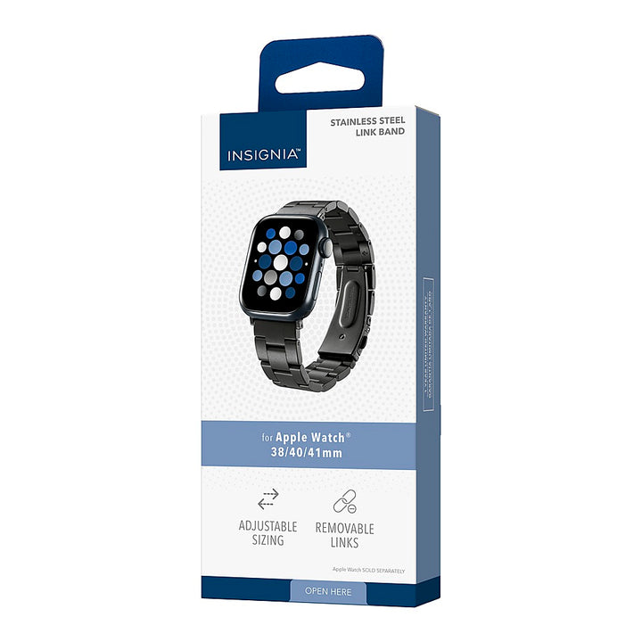 Insignia™ - Stainless Steel Link Band for Apple Watch 38mm, 40mm and 41mm (All Series) - Black_3
