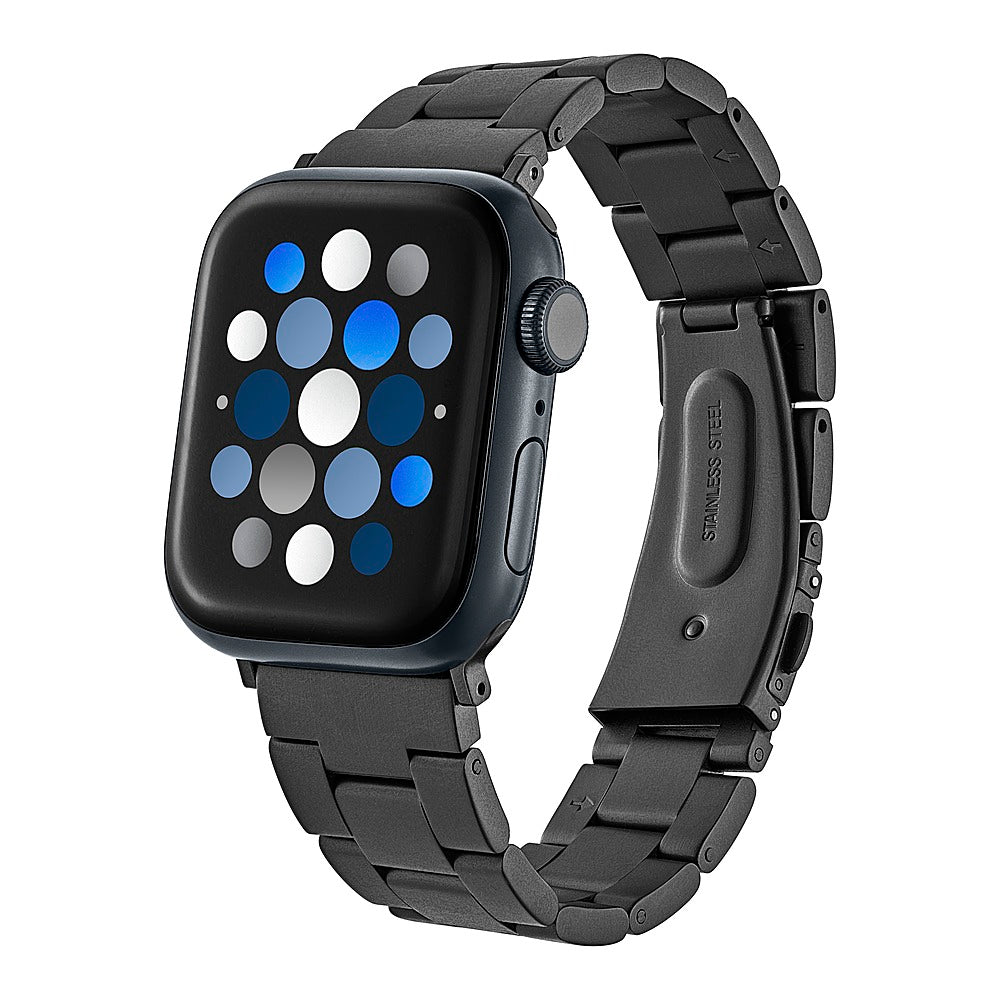 Insignia™ - Stainless Steel Link Band for Apple Watch 38mm, 40mm and 41mm (All Series) - Black_1