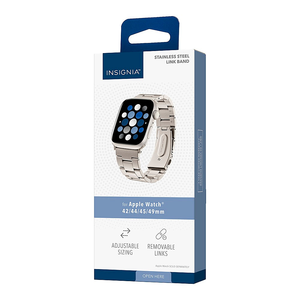 Insignia™ - Stainless Steel Link Band for Apple Watch 42mm, 44mm, 45mm and Apple Watch Ultra 49mm (All Series) - Champagne_3