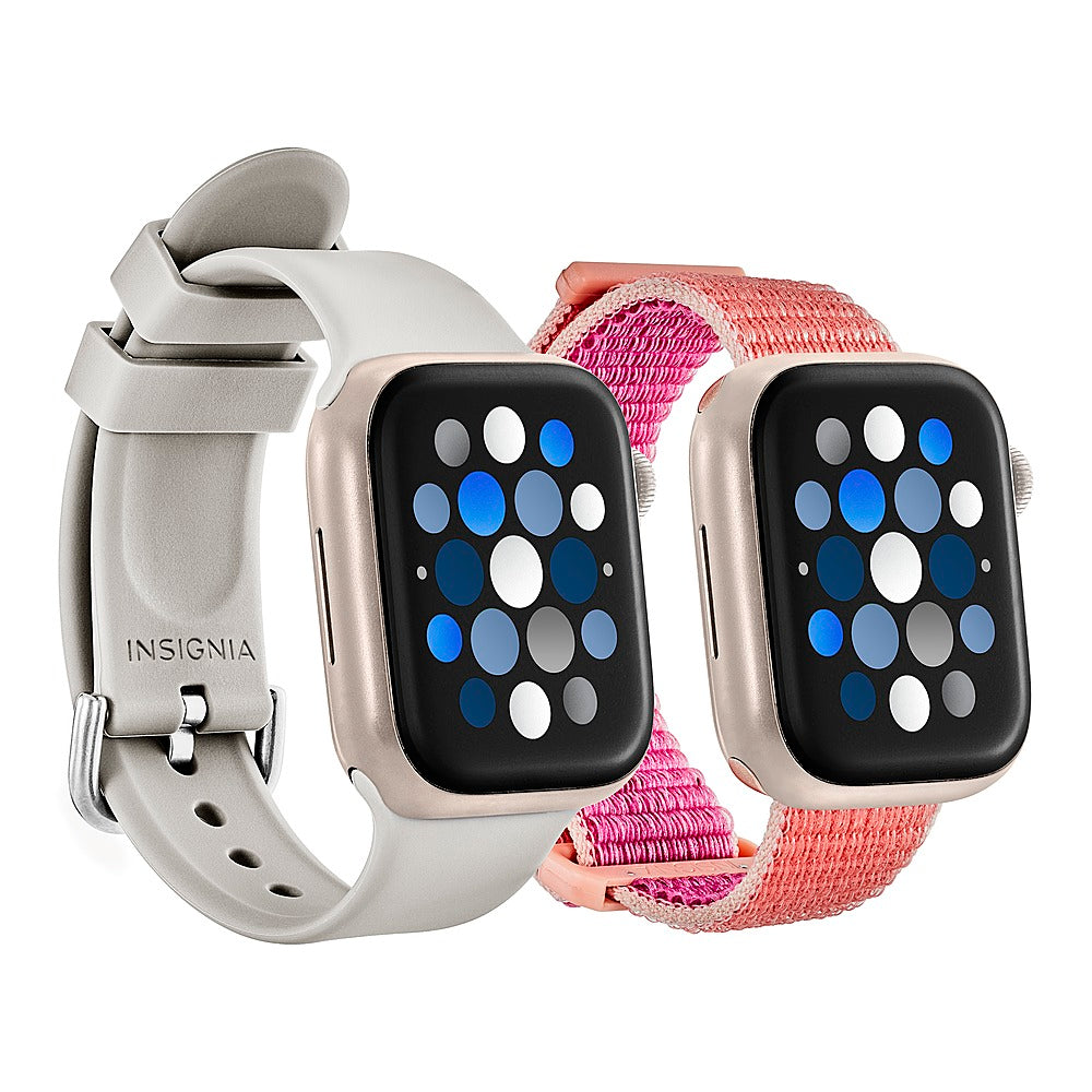 Insignia™ - Silicone and Nylon Bands for Apple Watch 38mm, 40mm and 41mm (2-Pack) - Stone/Hot Pink_4