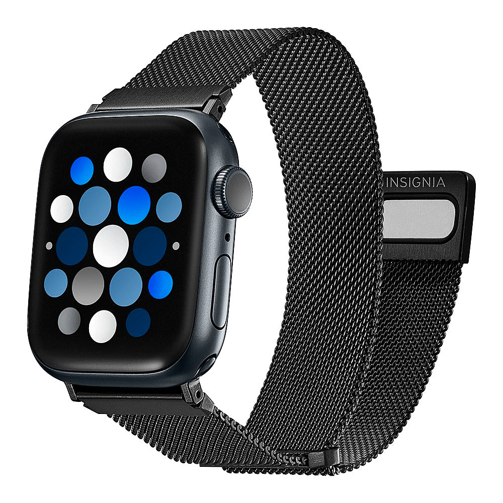 Insignia™ - Stainless Steel Mesh Band for Apple Watch 38mm, 40mm and 41mm (All Series) - Midnight Aluminum_1
