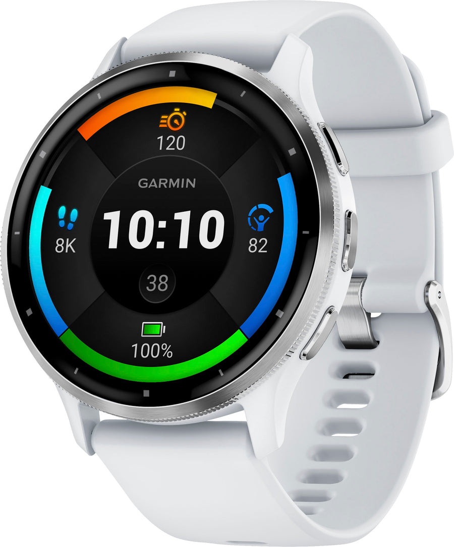 Garmin - Venu 3 GPS Smartwatch 45 mm Fiber-reinforced polymer - Stainless Steel and Whitestone_0