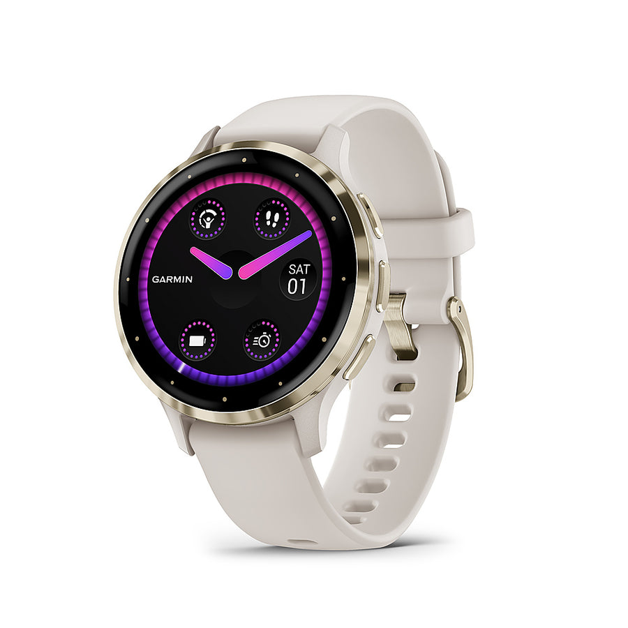 Garmin - Venu 3S GPS Smartwatch 41 mm Fiber-reinforced polymer - Stainless Steel and Ivory_0