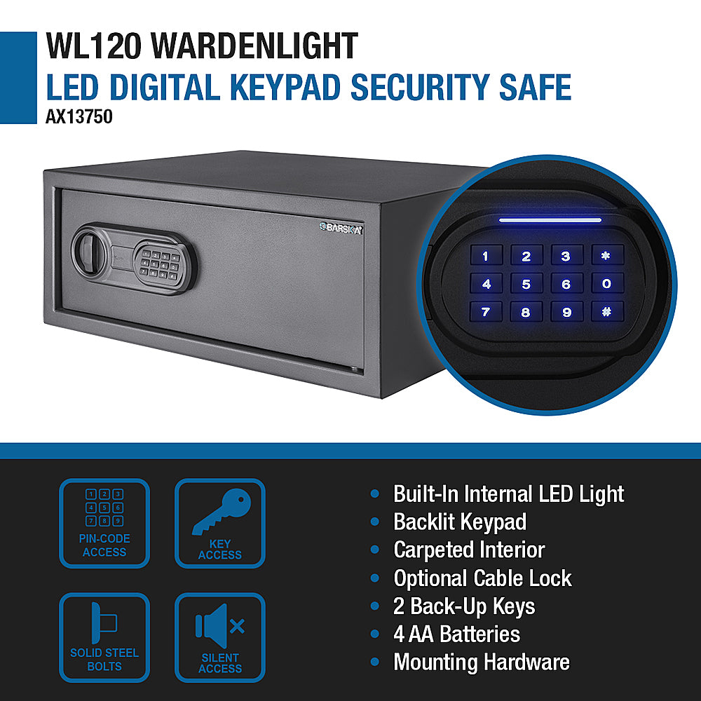 Barska - WL120 WardenLight LED Digital Keypad Security Safe - Black_4