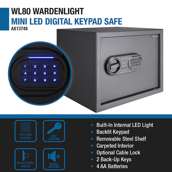 Barska - WL80 WardenLight Mini LED Digital Keypad Safe - Black_4