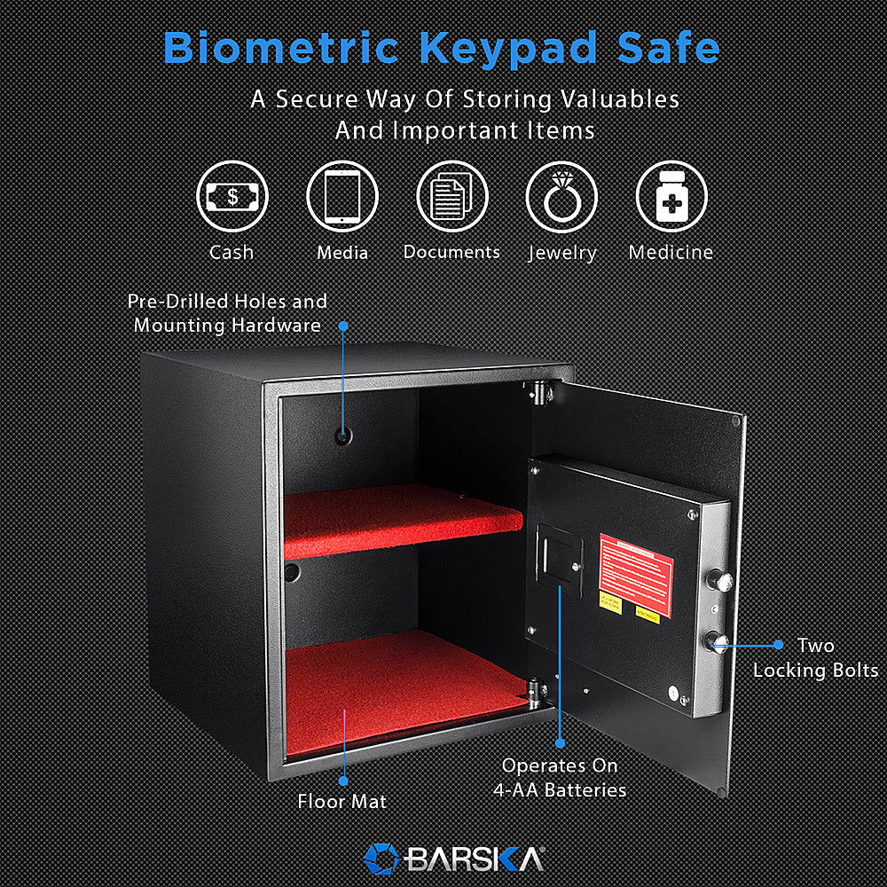Barska - HQ400 Large Biometric Digital Keypad Safe - Black_6