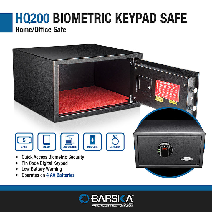 Barska - HQ400 Large Biometric Digital Keypad Safe - Black_5