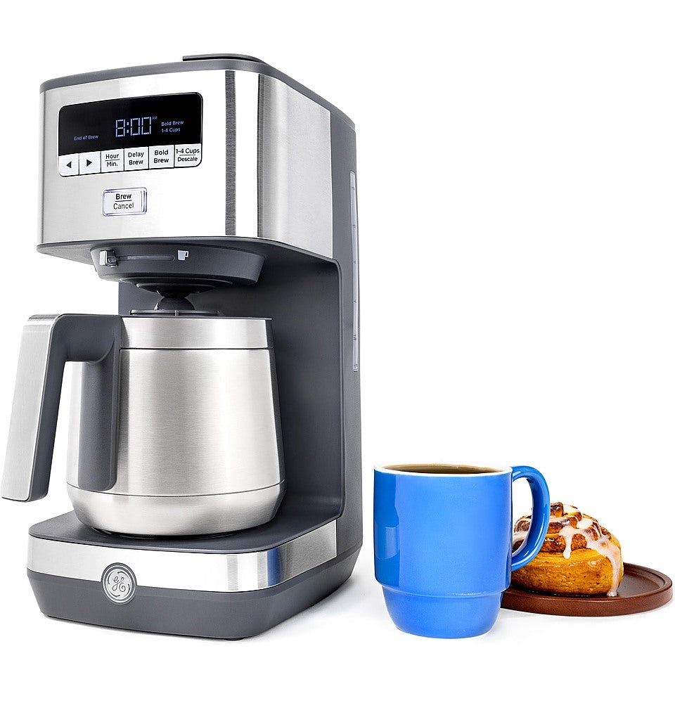 GE - 10 Cup Programmable Coffee Maker with Single Serve and Thermal Carafe - Stainless Steel_2