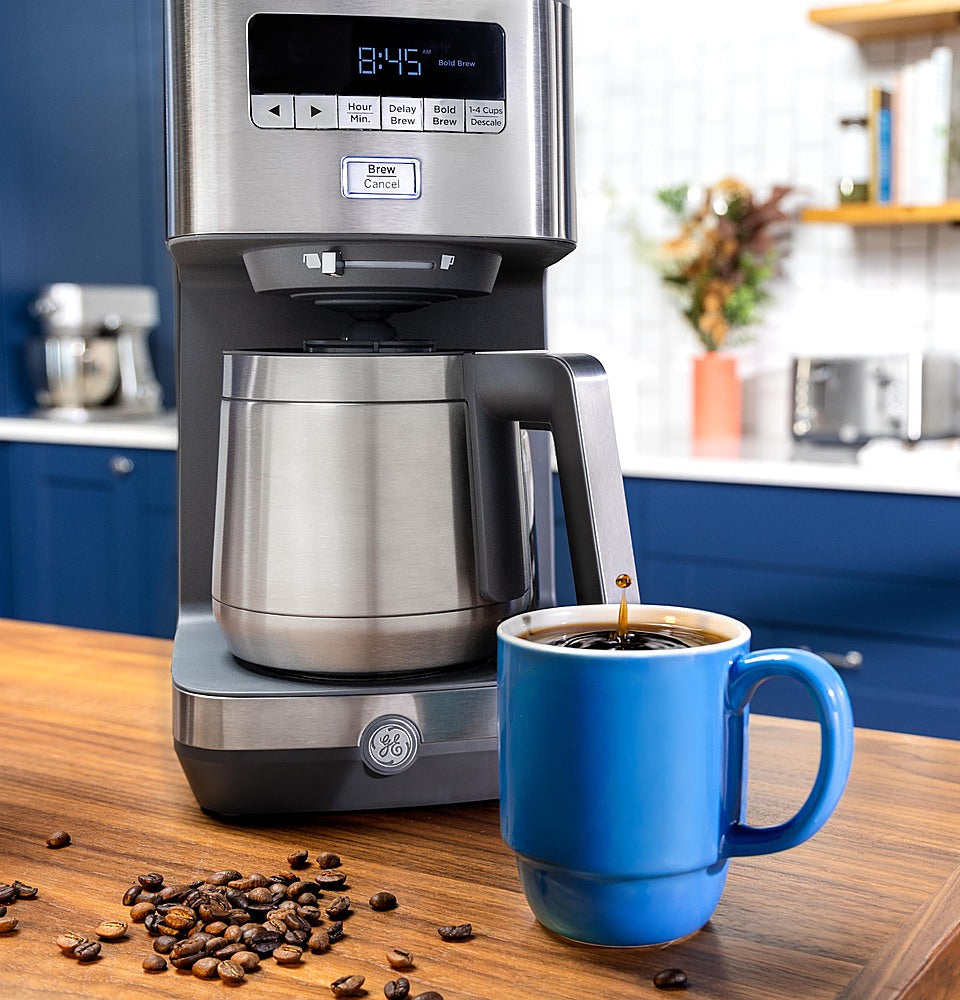 GE - 10 Cup Programmable Coffee Maker with Single Serve and Thermal Carafe - Stainless Steel_13