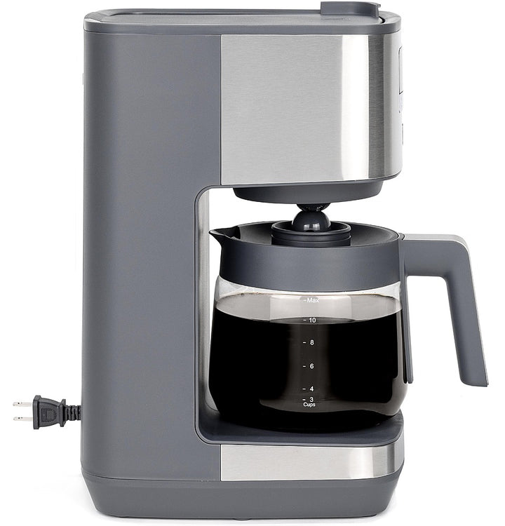 GE - 12 Cup Programmable Coffee Maker with Adjustable Keep Warm Plate and Glass Carafe - Stainless Steel_1