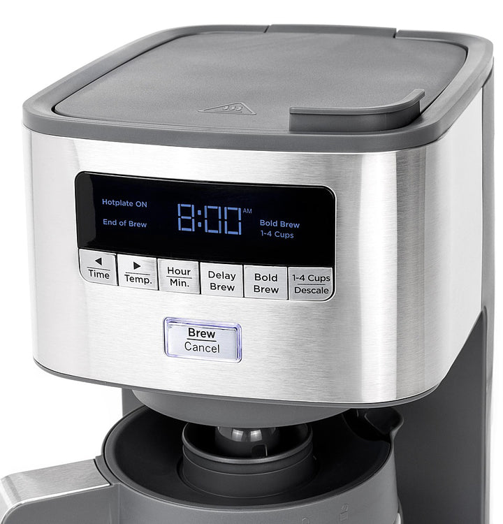 GE - 12 Cup Programmable Coffee Maker with Adjustable Keep Warm Plate and Glass Carafe - Stainless Steel_4